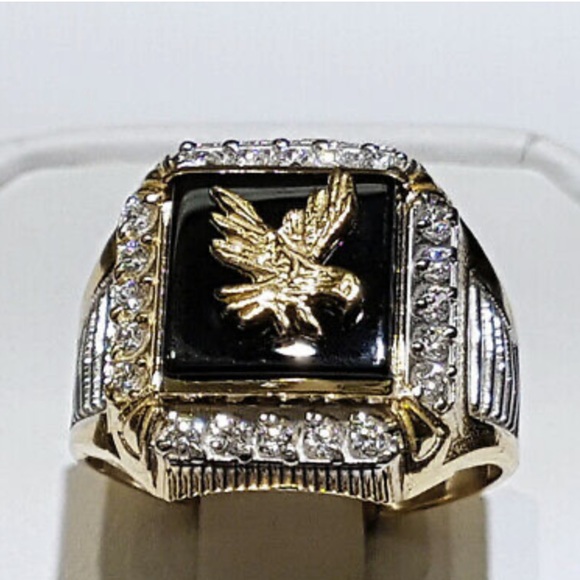 NEW Eagle Two Tone 925 Silver Ring for Men’s - Picture 2 of 4